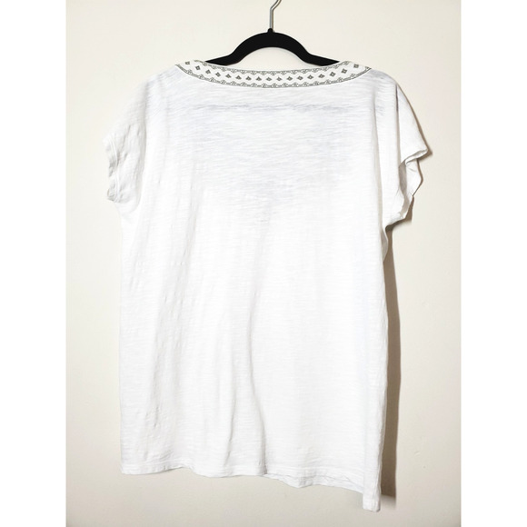 Pure J Jill Womens Small T-shirt Top EMBROIDERED Cap Sleeve Short Sleeve White - Picture 4 of 8